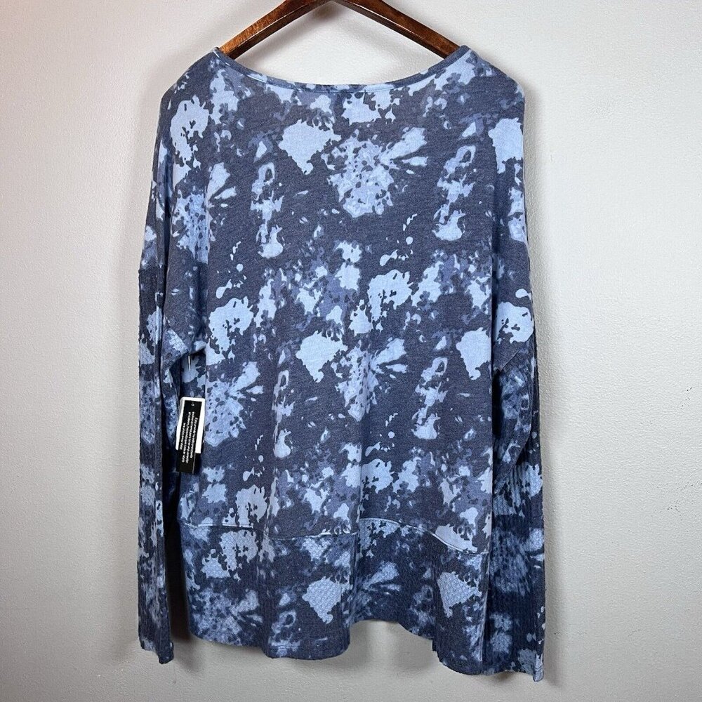 Olivia Sky Tunic Top Women’s Size XL Blue Tie Dye Casual Waffle Knit Lightweight - Picture 2 of 9